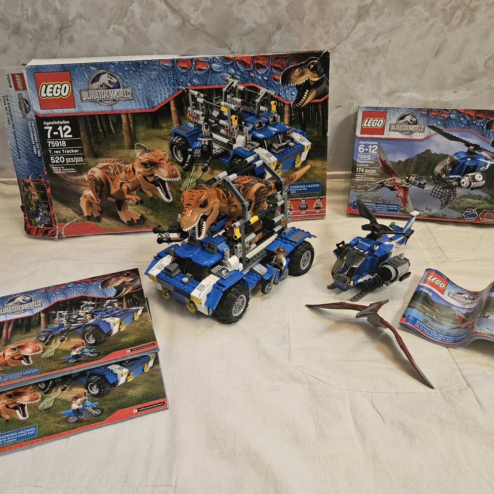 Lego Jurassic World T Rex Tracker & Pteranodon Capture. 2 Sets.